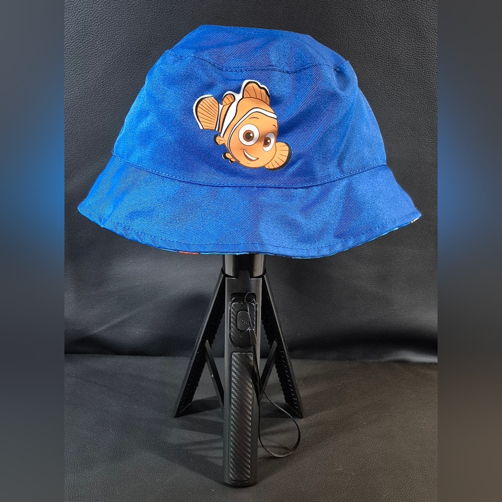 Blue Bucket Hat with Cartoon Fish Design